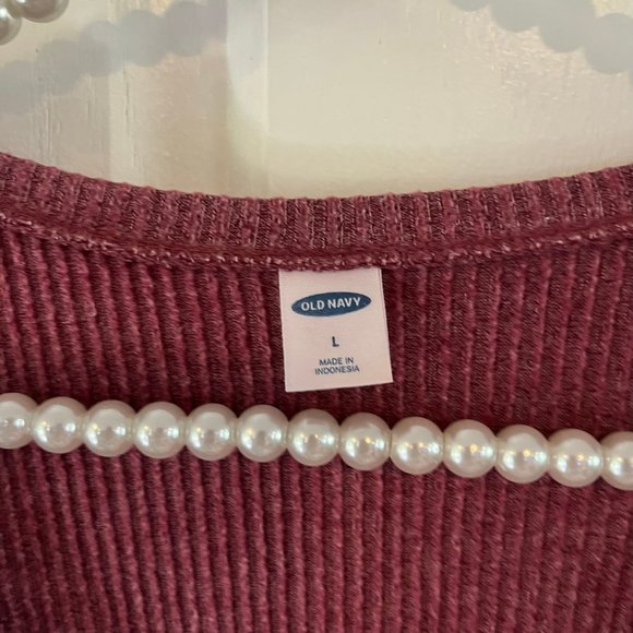 Old Navy Ladies Ribbed Round Neck Long Sleeve Twist Front Knit Top Size L - Picture 2 of 5